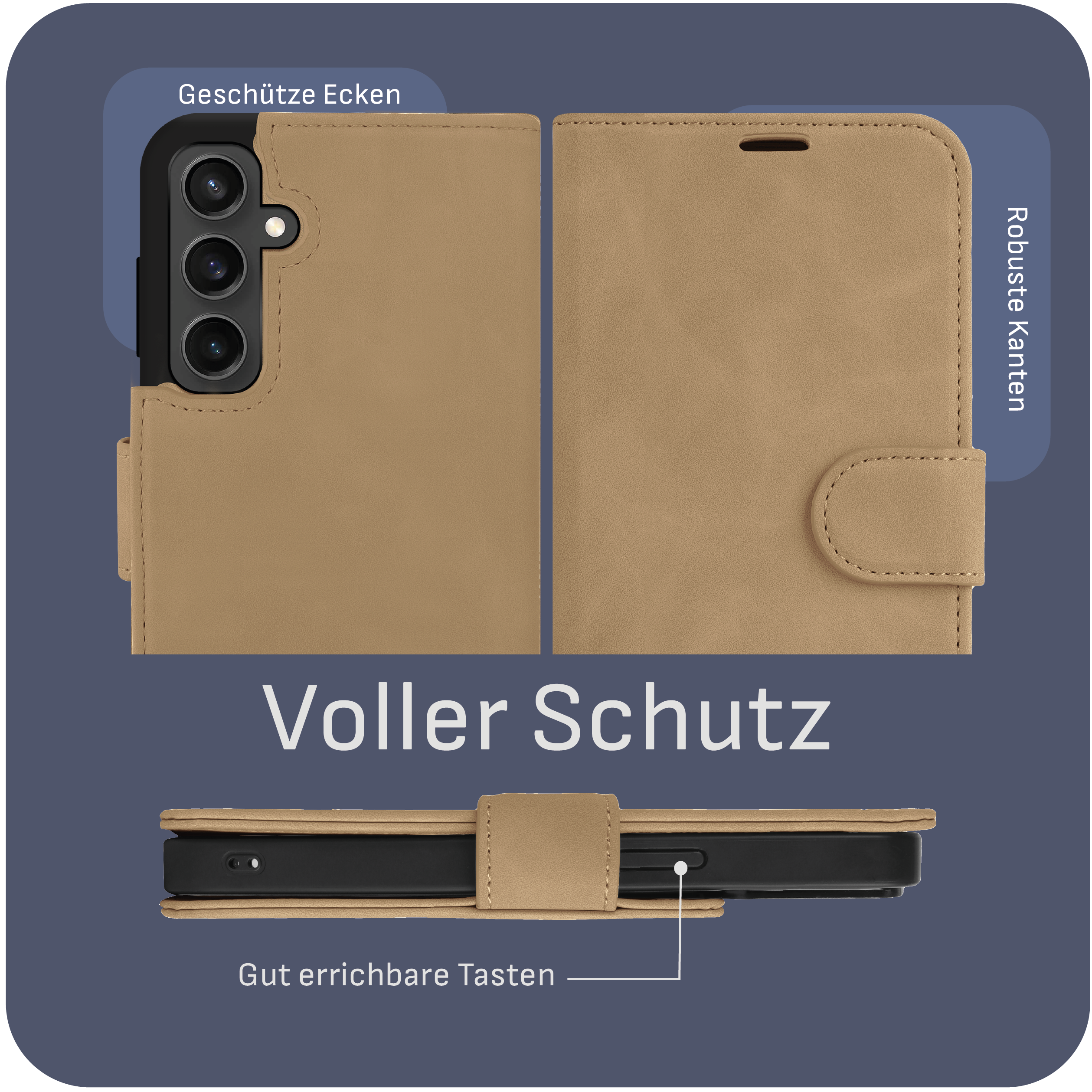 Handyhülle mit geschützten Ecken, robusten Kanten und vollem Schutz. Die Handyhülle ist braun.