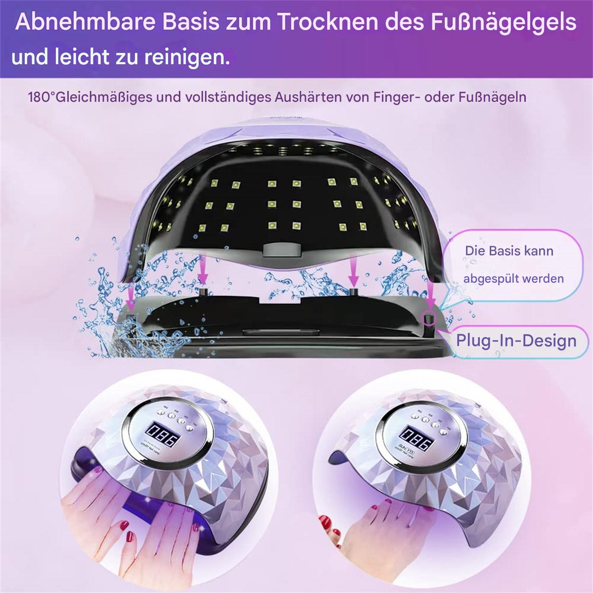 UV-Nagellampe mit abnehmbarer Basis, die Hände und Füße mit UV-Licht zum Aushärten beleuchtet.