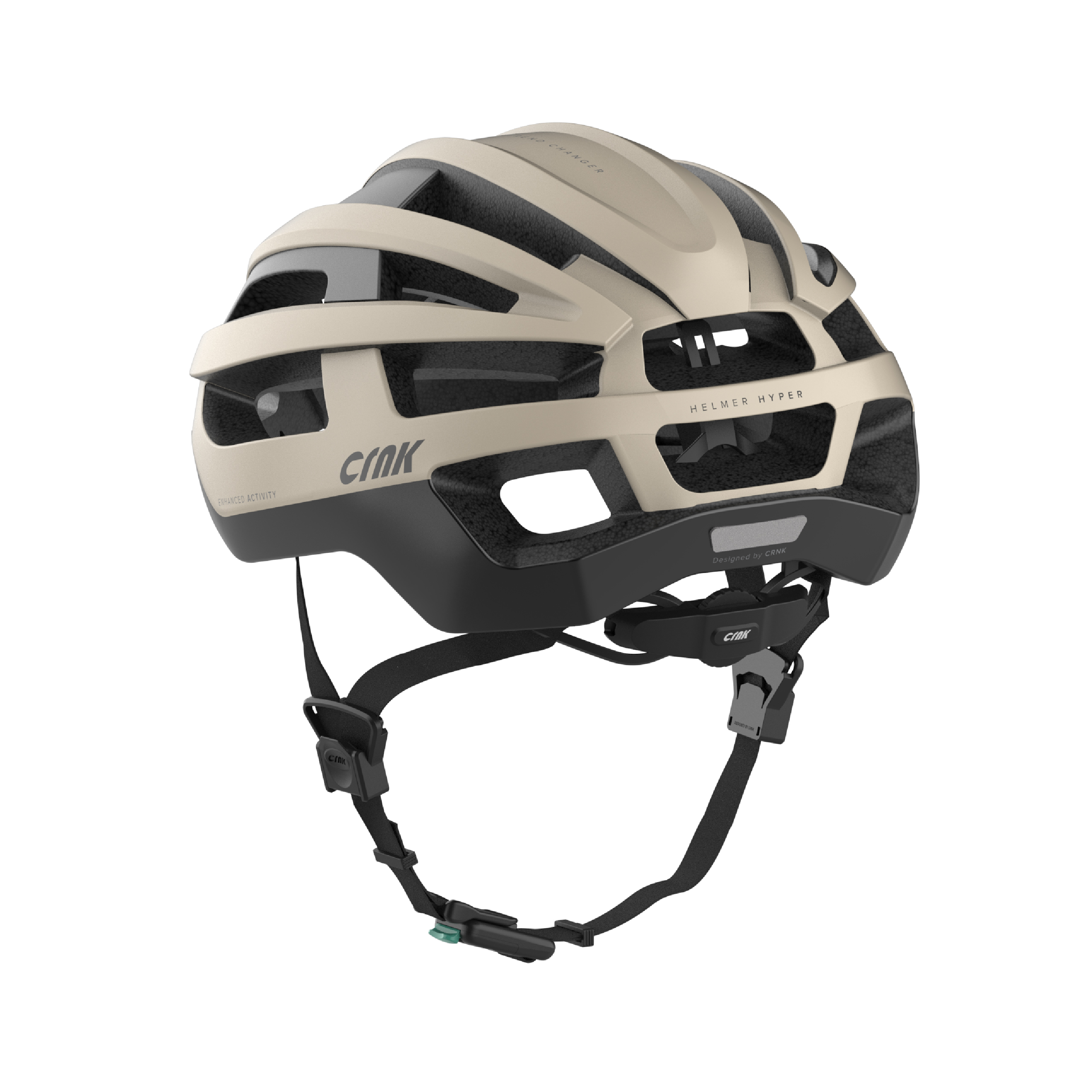 Beiger Helm. Ein beiger Helm mit schwarzen Akzenten.