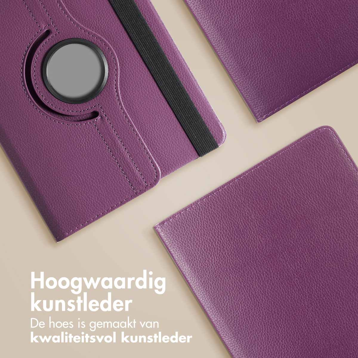 Tablet case with a purple color. Three cases are present, showing the quality of the artificial leather.