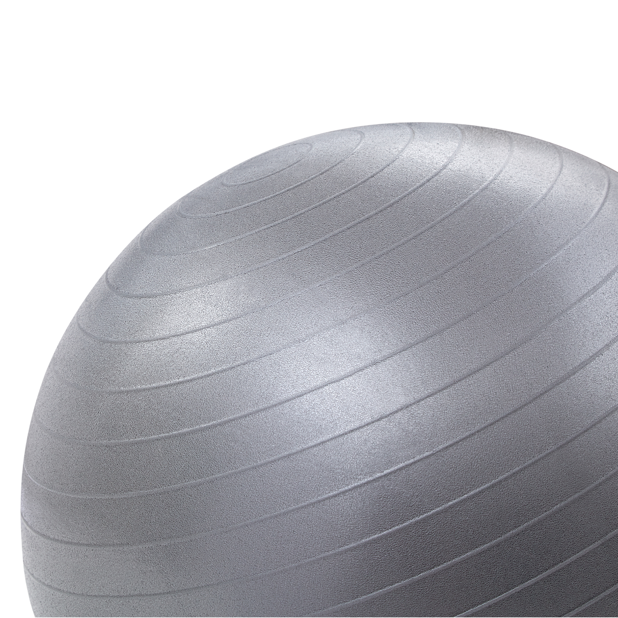 Nahaufnahme eines grauen Gymnastikballs mit kreisförmigen Linien.