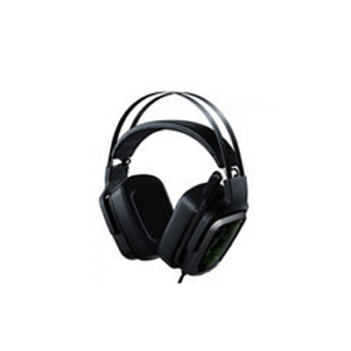 Czarny zestaw słuchawkowy ze słuchawkami i mikrofonem, na białym tle.