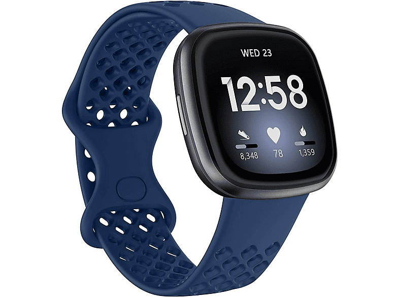 Q-Beans Leder-Armband Für Fitbit Versa 3 & Sense – Mit Stickerei (Schmetterling, Mohnblumen)