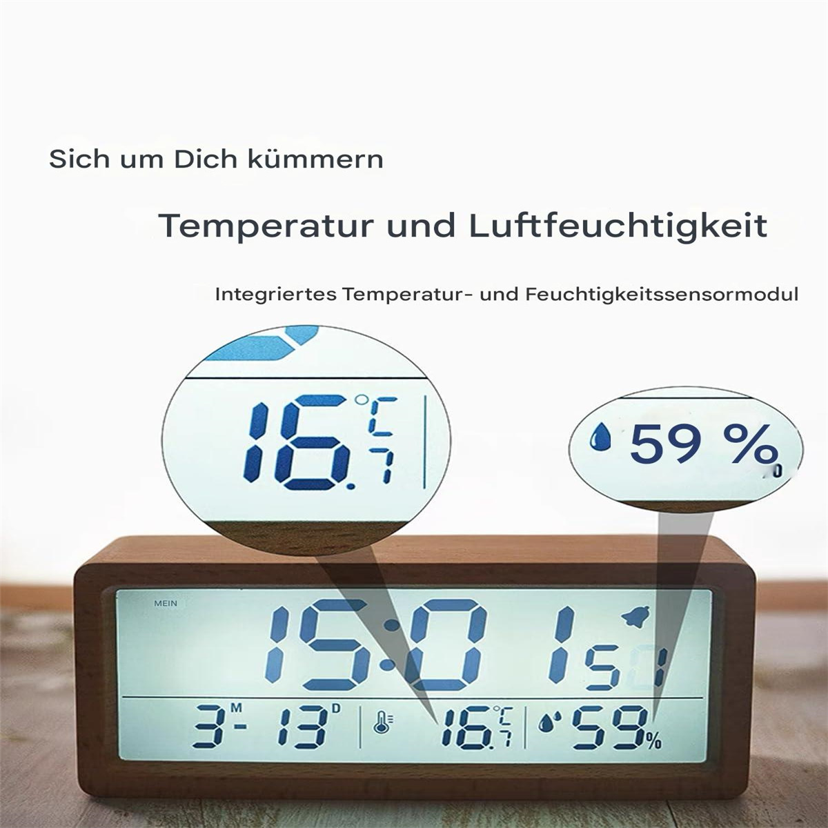 QTTVBTNA Batteriebetrieben Holz Uhr