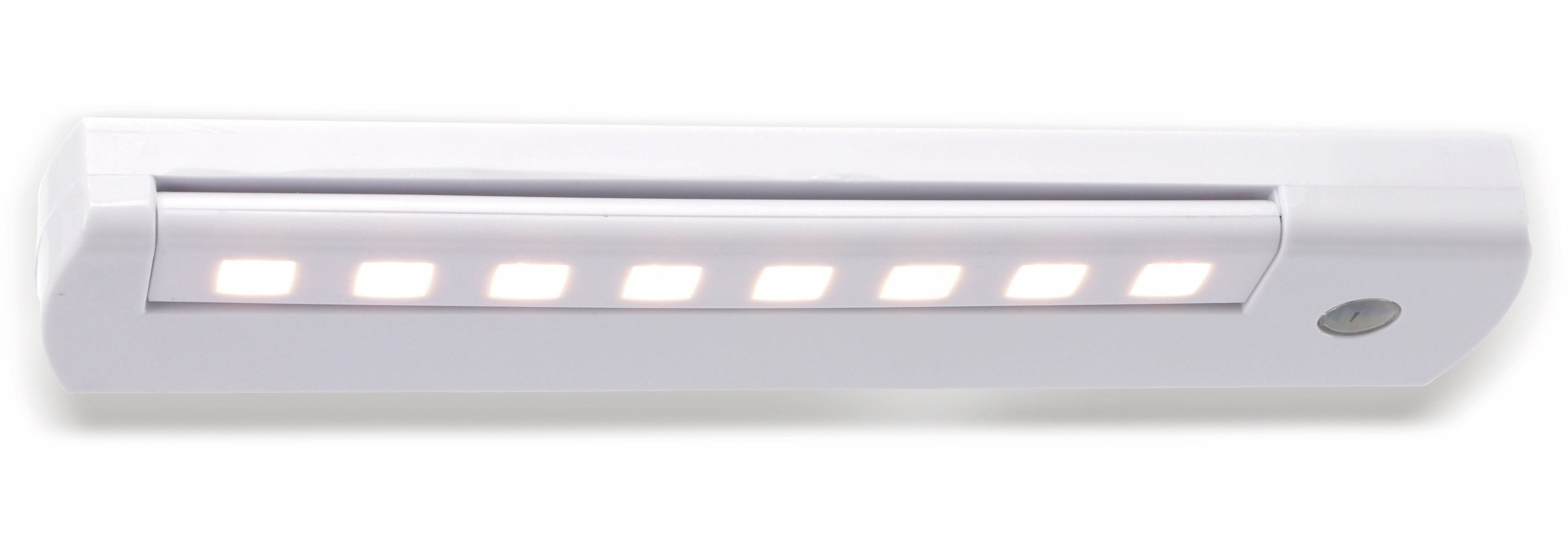 White LED light strip for a cabinet. Contains multiple lights.