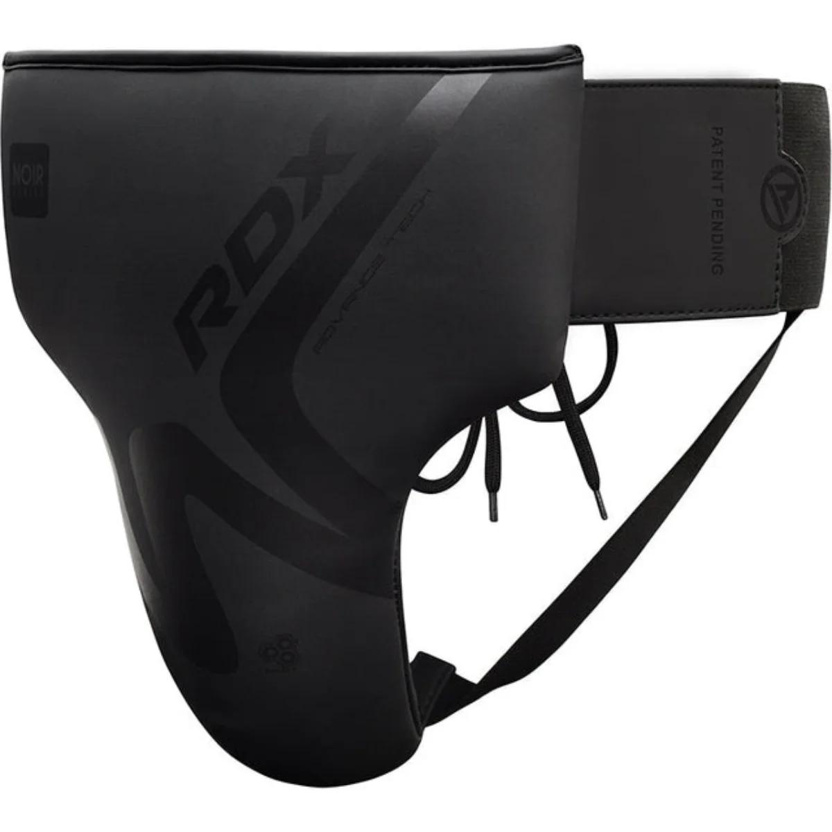 Protège-aine noir avec logo RDX et sangles.