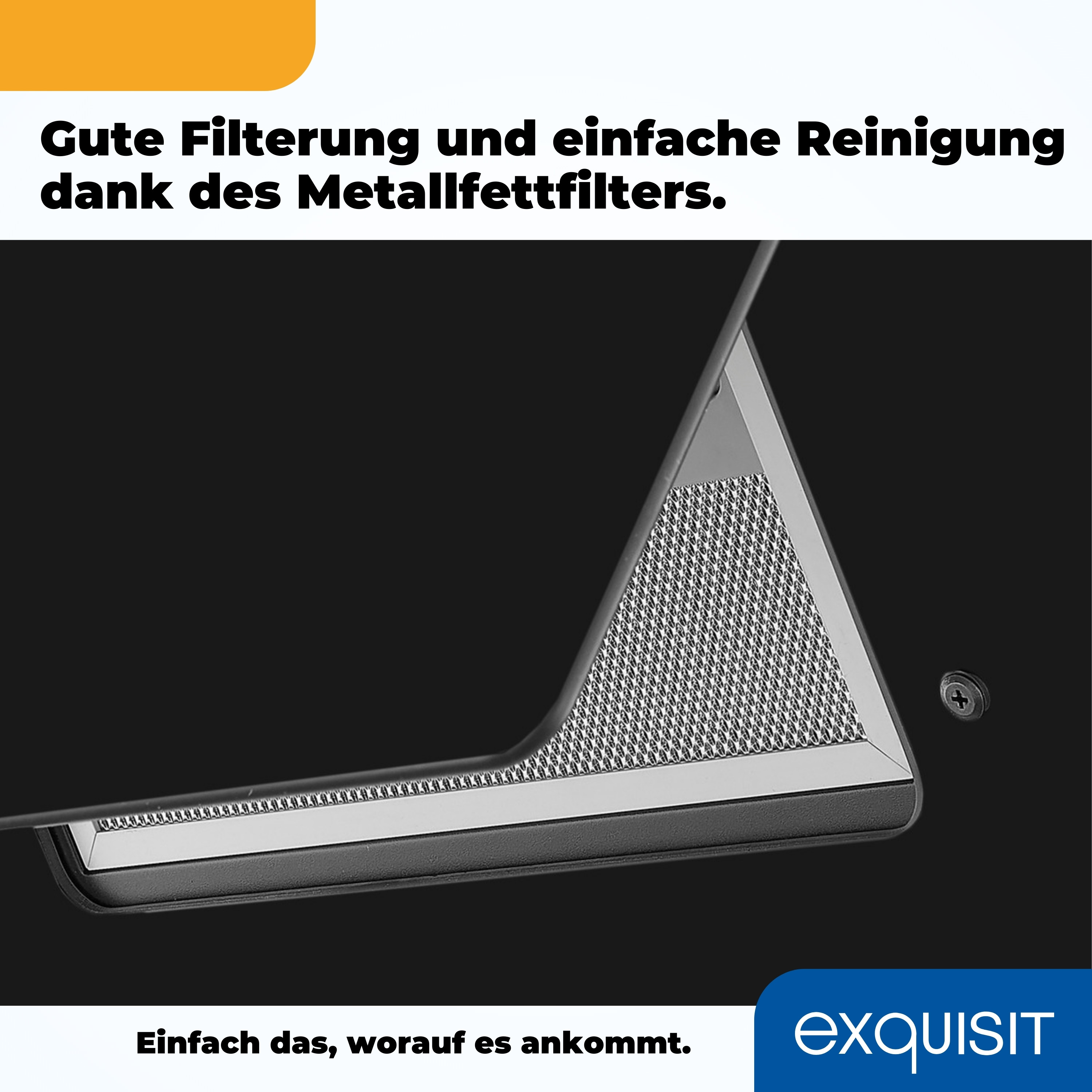 Nahaufnahme eines silber-schwarzen Dunstabzugsfilter mit Metallgitter.