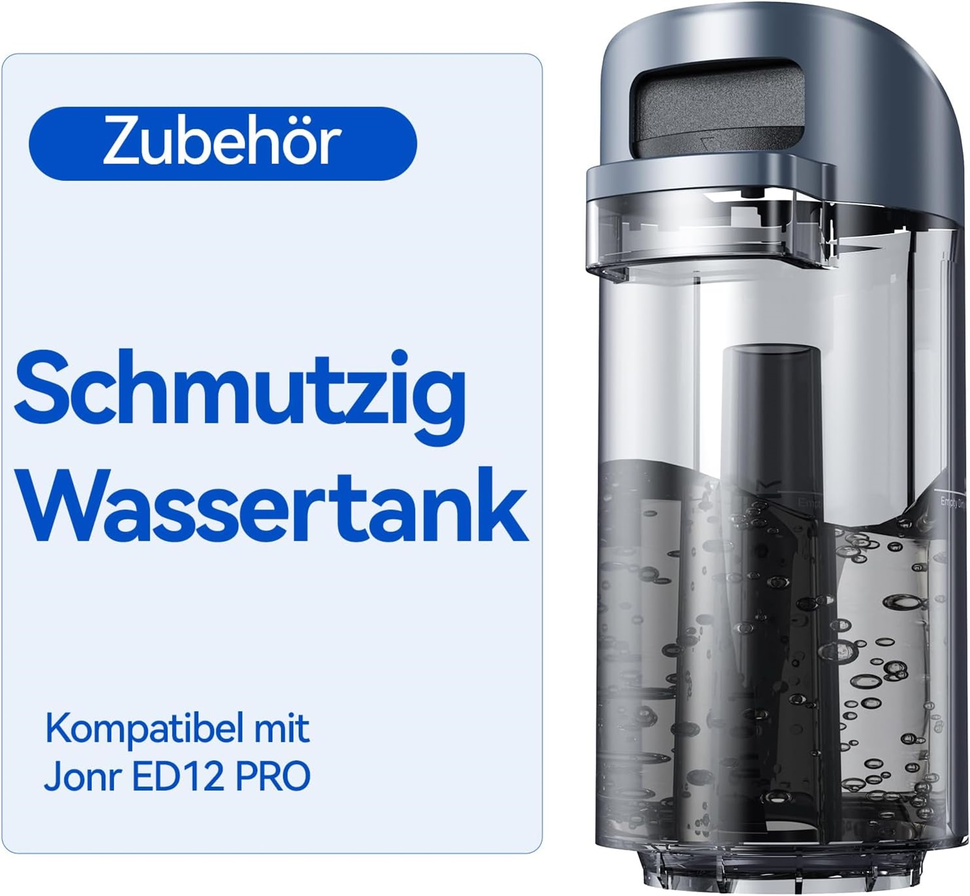 Ein klarer Behälter mit Etikett.