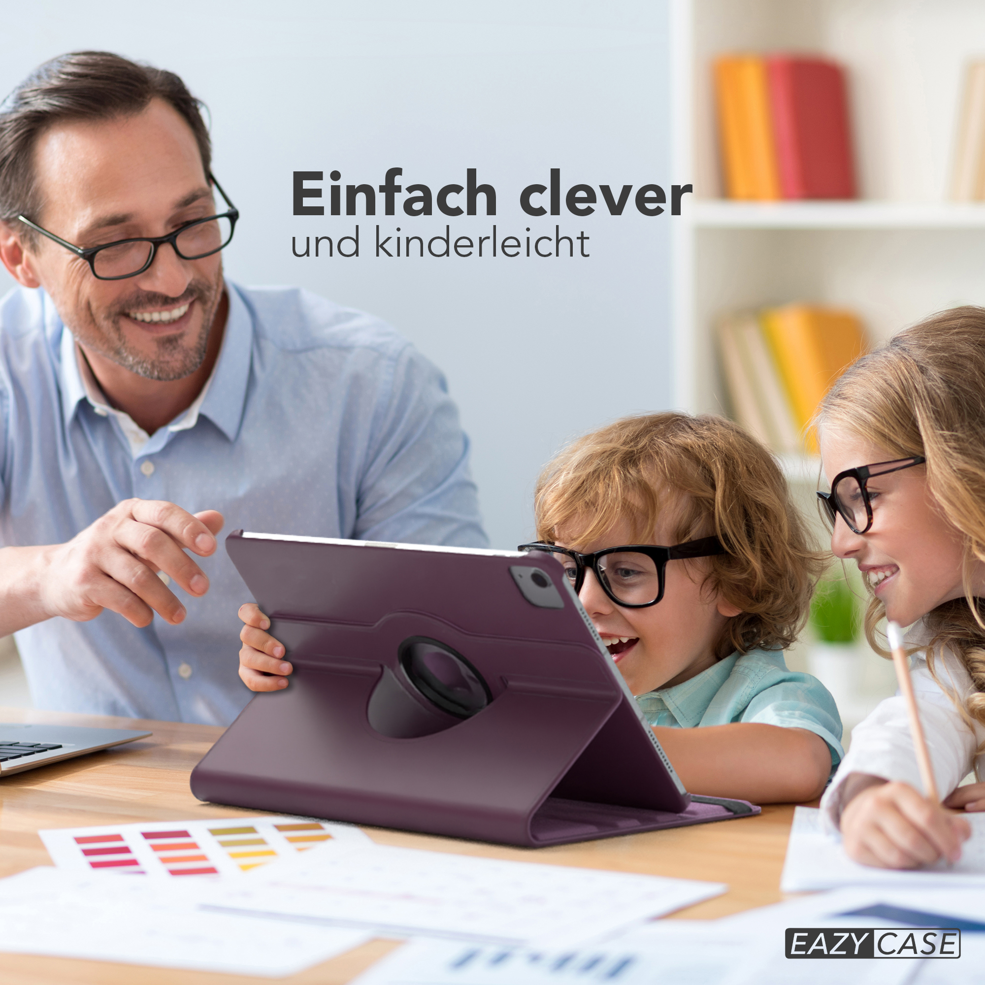 Nahaufnahme einer transparenten Handyhülle mit einer Vase und einem Telefon, das die Uhrzeit anzeigt.