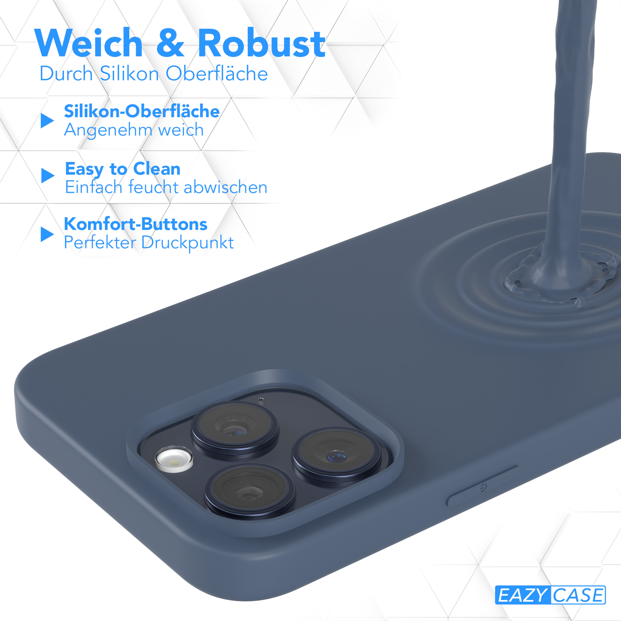 Eine blaue Handyhülle mit Flüssigkeitsdesign.