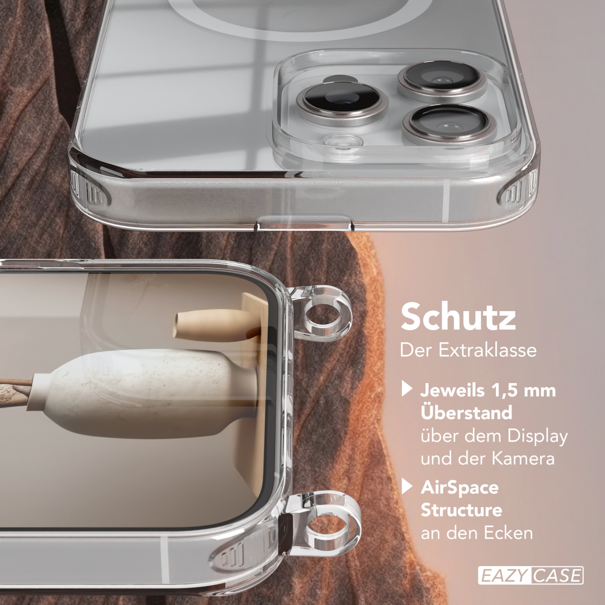 Telefon auf einem Ladegerät mit einer Schnur und einer Tasse.