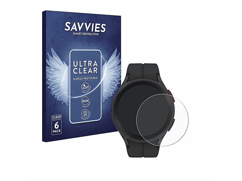 SAVVIES 6x klare Schutzfolie (für Samsung Galaxy Watch 5 Pro)