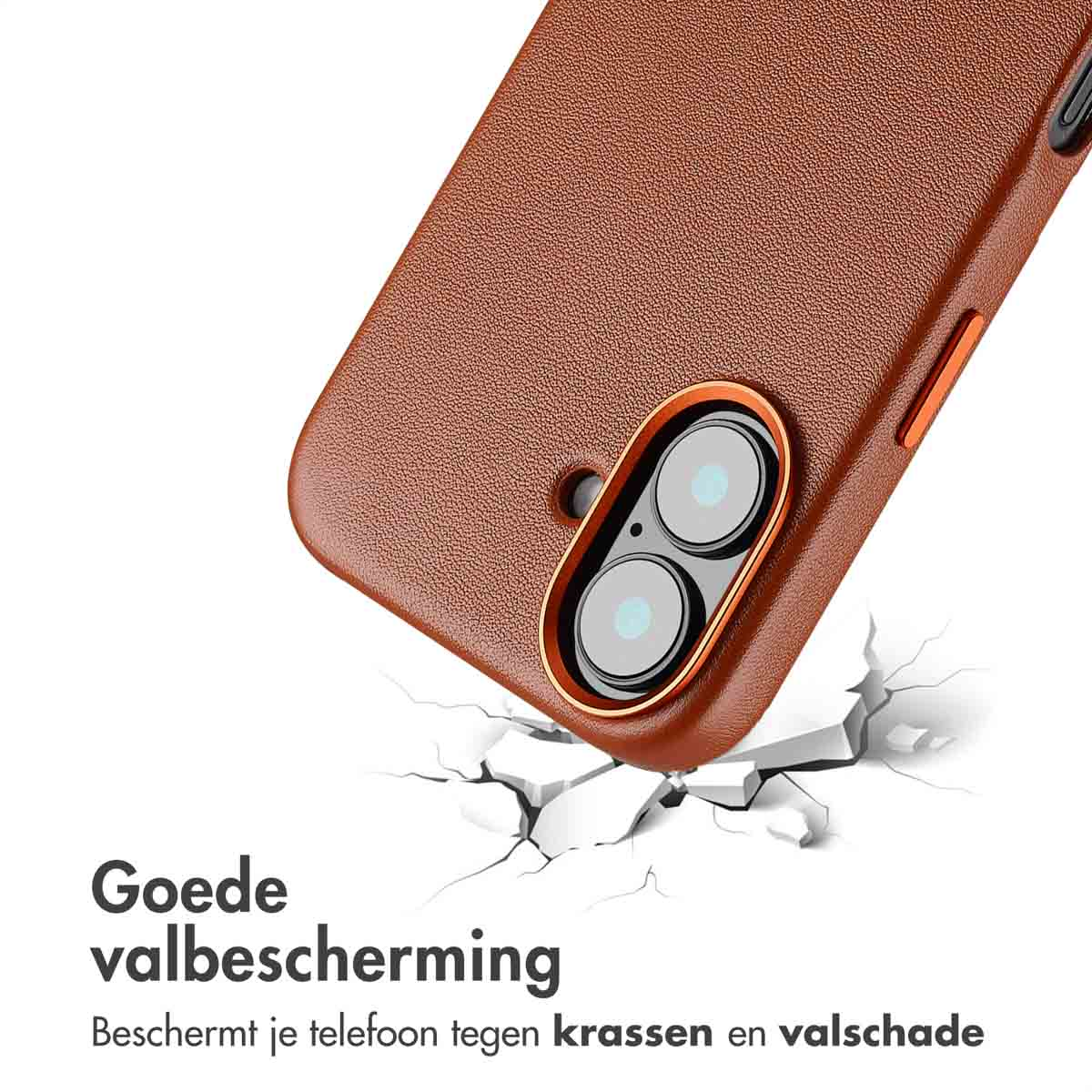 ACCEZZ MagSafe Leather Backcover geschikt voor Apple iPhone 16 Telefoonhoesje voor Apple iPhone 16 Bruin