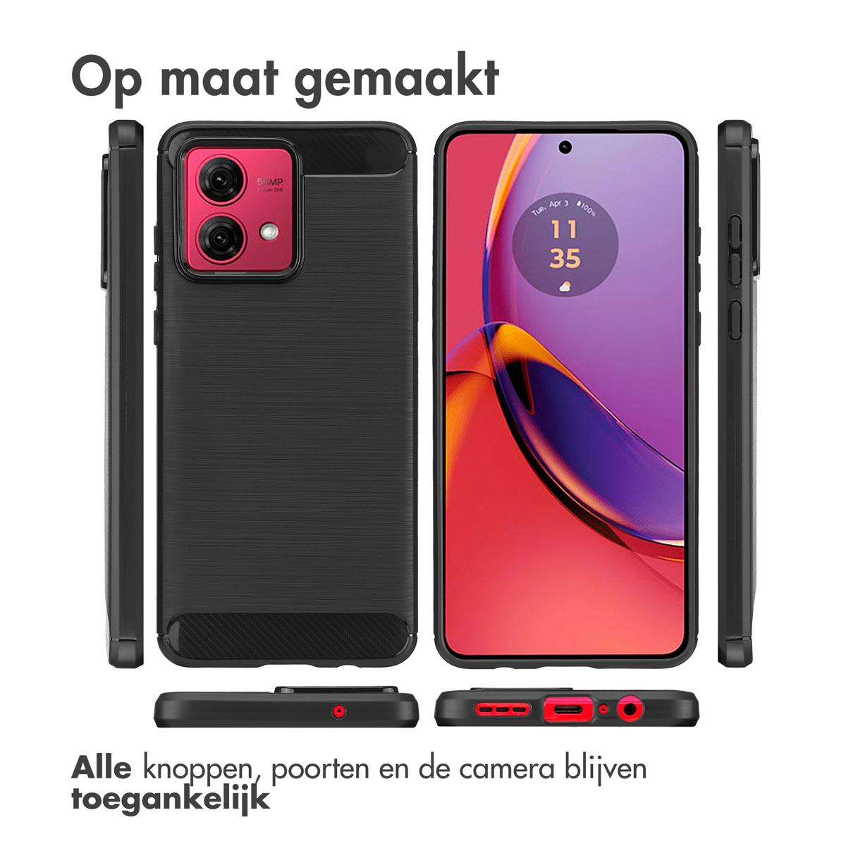 IMOSHION Brushed Backcover - Geschikt voor Motorola Moto G84 - Telefoonhoesje voor Motorola Motorola Moto G84 Zwart