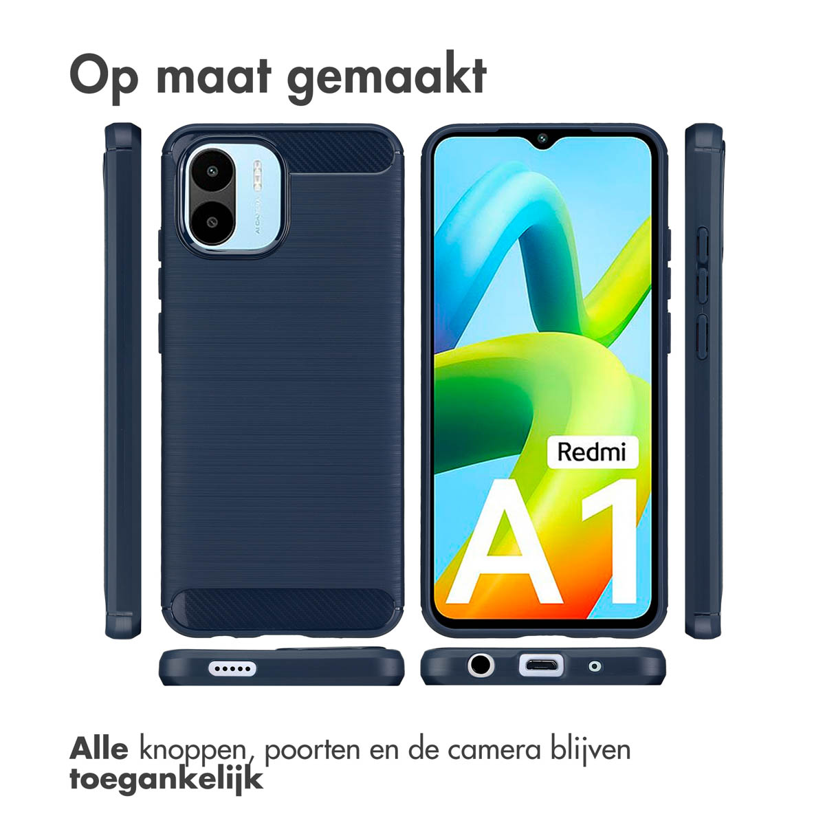 IMOSHION Brushed Backcover adatta per Xiaomi Redmi A1 / A2 Cover per Redmi A1 Redmi A2, Blu scuro