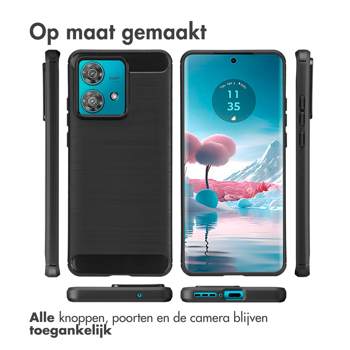 IMOSHION Brushed Backcover - Geschikt voor Motorola Edge 40 Neo - Telefoonhoesje voor Motorola Motorola Edge 40 Neo Zwart