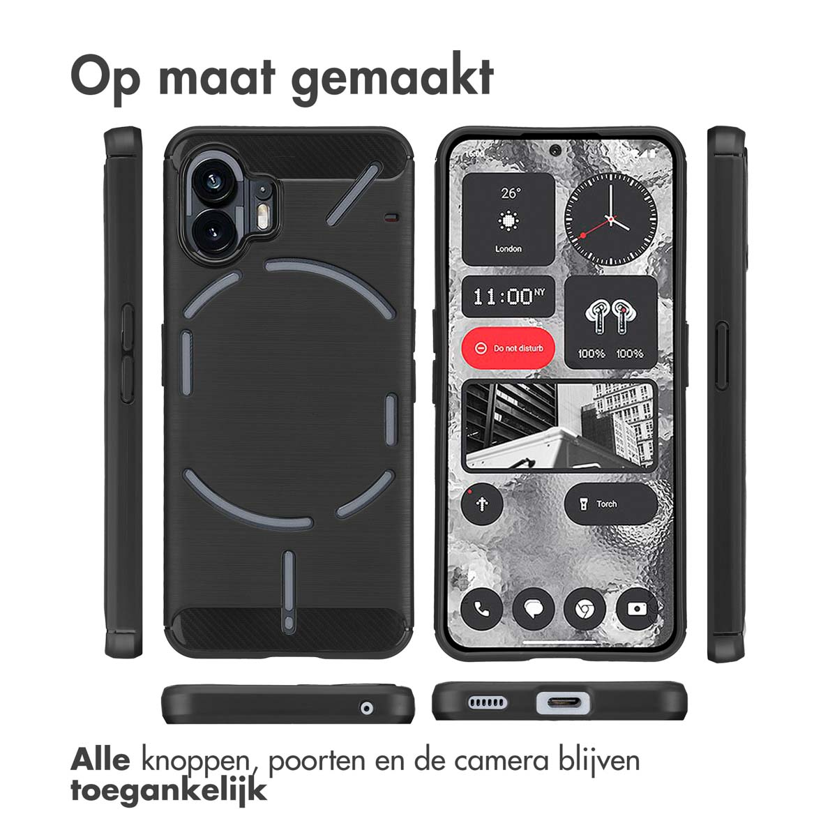 IMOSHION Brushed Backcover adatta per Nothing Phone (2) Cover per Nothing Phone (2), Nero, Grigio scuro