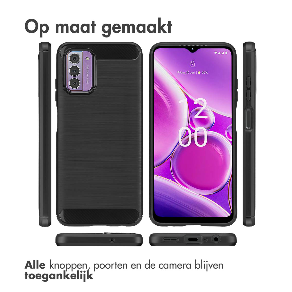 IMOSHION Brushed Backcover - Geschikt voor Nokia G42 - Telefoonhoesje voor Nokia Nokia G42 Zwart