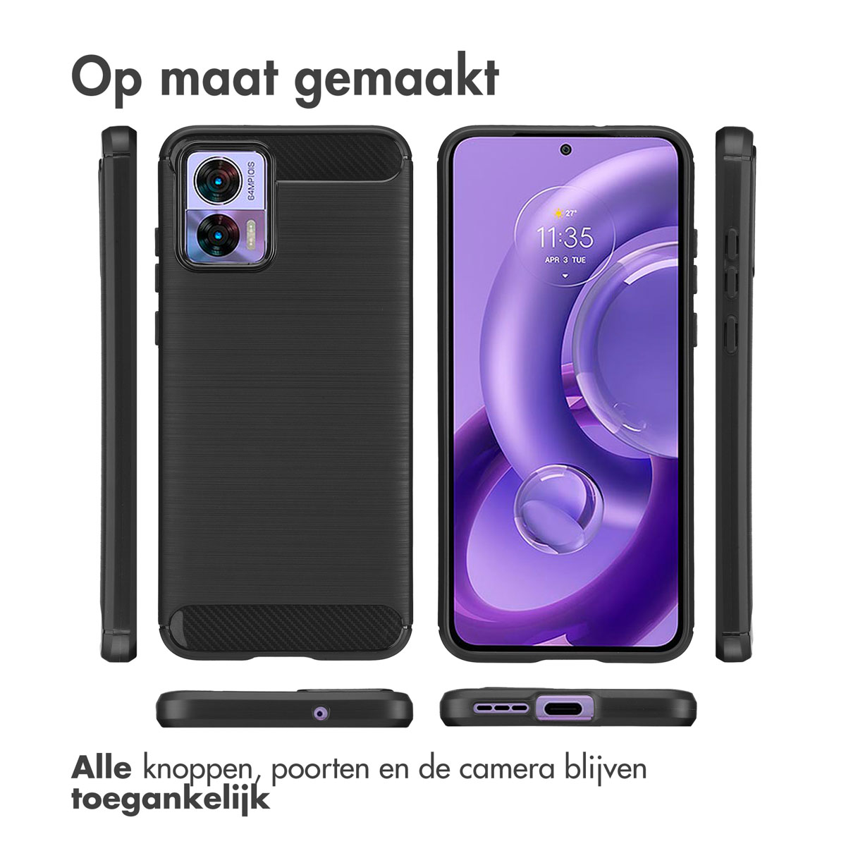 IMOSHION Brushed Backcover - Geschikt voor Motorola Edge 30 Neo - Telefoonhoesje voor Motorola Motorola Edge 30 Neo Zwart
