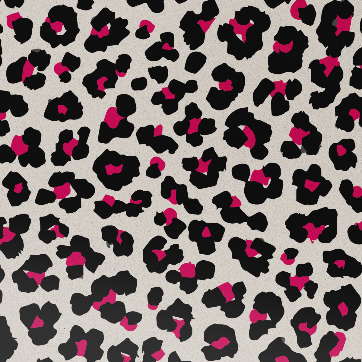 Luipaardprintpatroon, zwarte vlekken op een grijze achtergrond met roze vlekken.