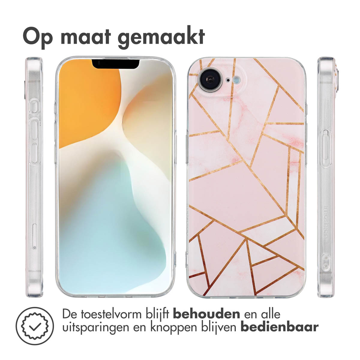 Zwei Telefone mit Hüllen. Eins mit orangefarbenem Bild, das andere rosa.