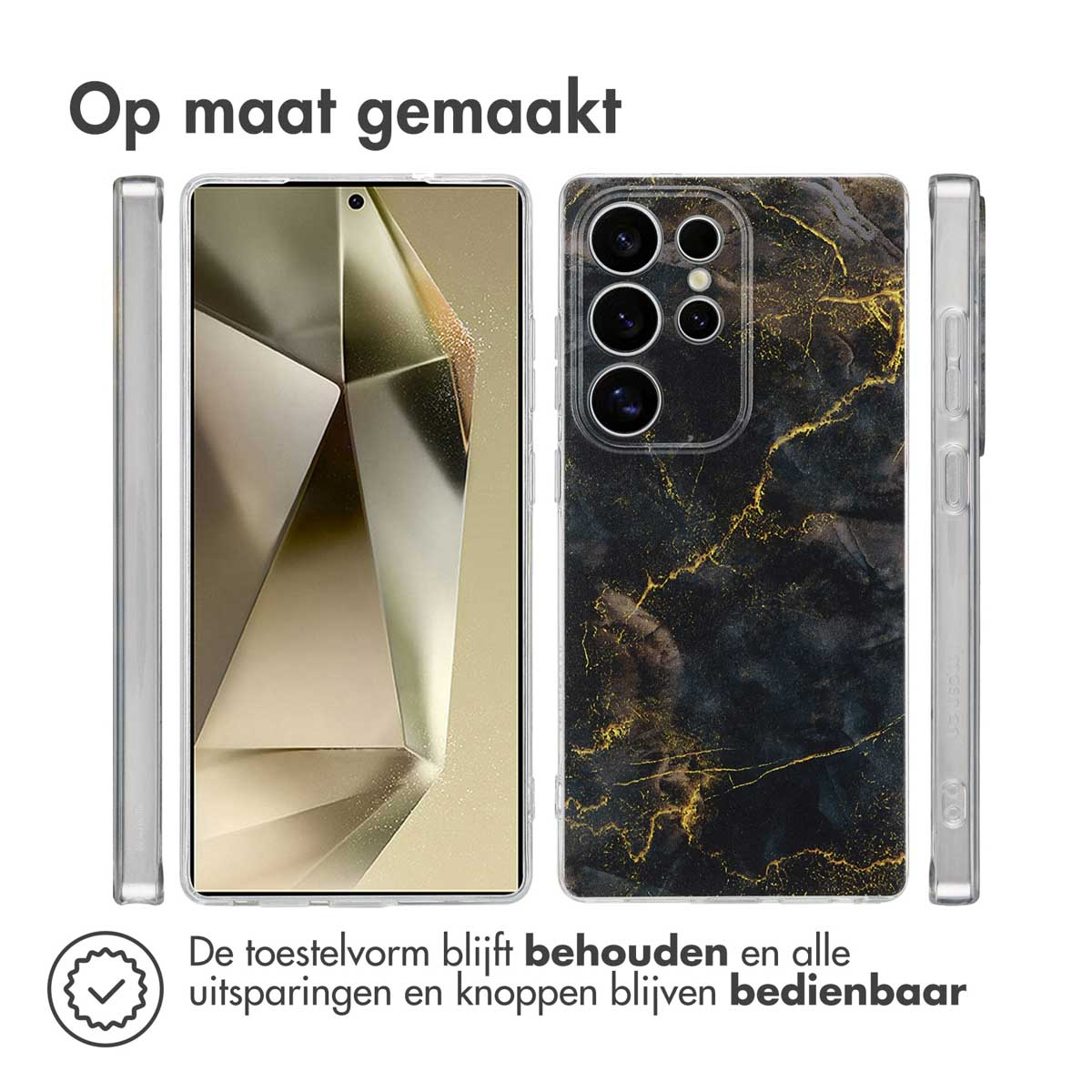 Coque de téléphone avec un design en marbre, adaptée au téléphone. Forme et boutons de l'appareil restent utilisables.