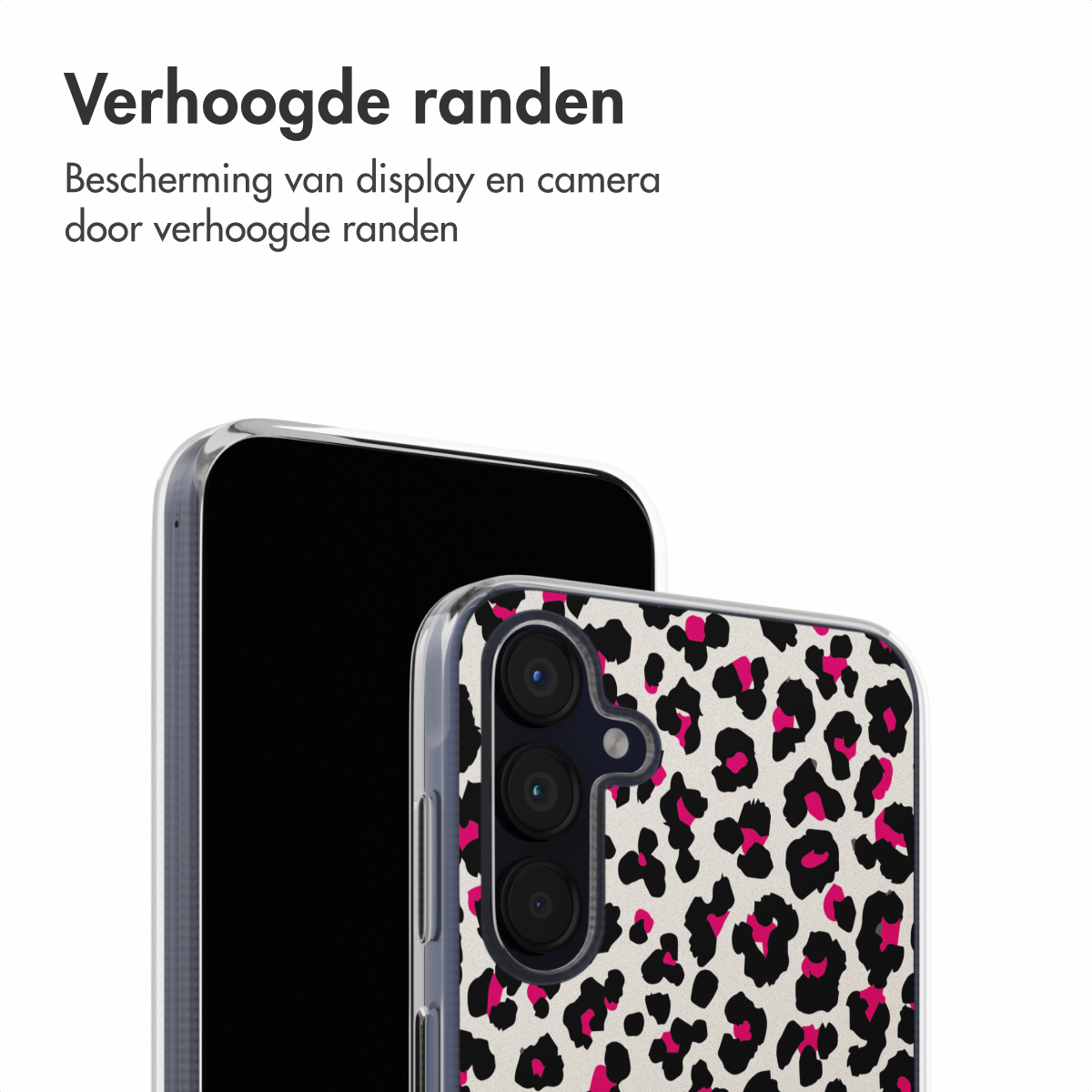 Coque avec imprimé léopard. L'étui a des bords surélevés.