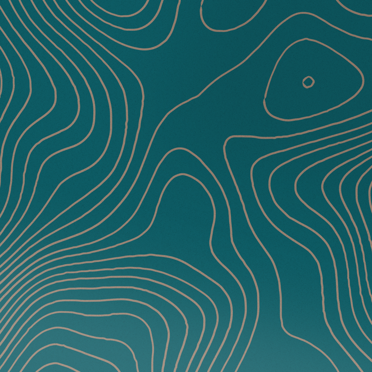 Abstracte blauwgroene achtergrond met beige contourlijnen die lijken op een topografische kaart.