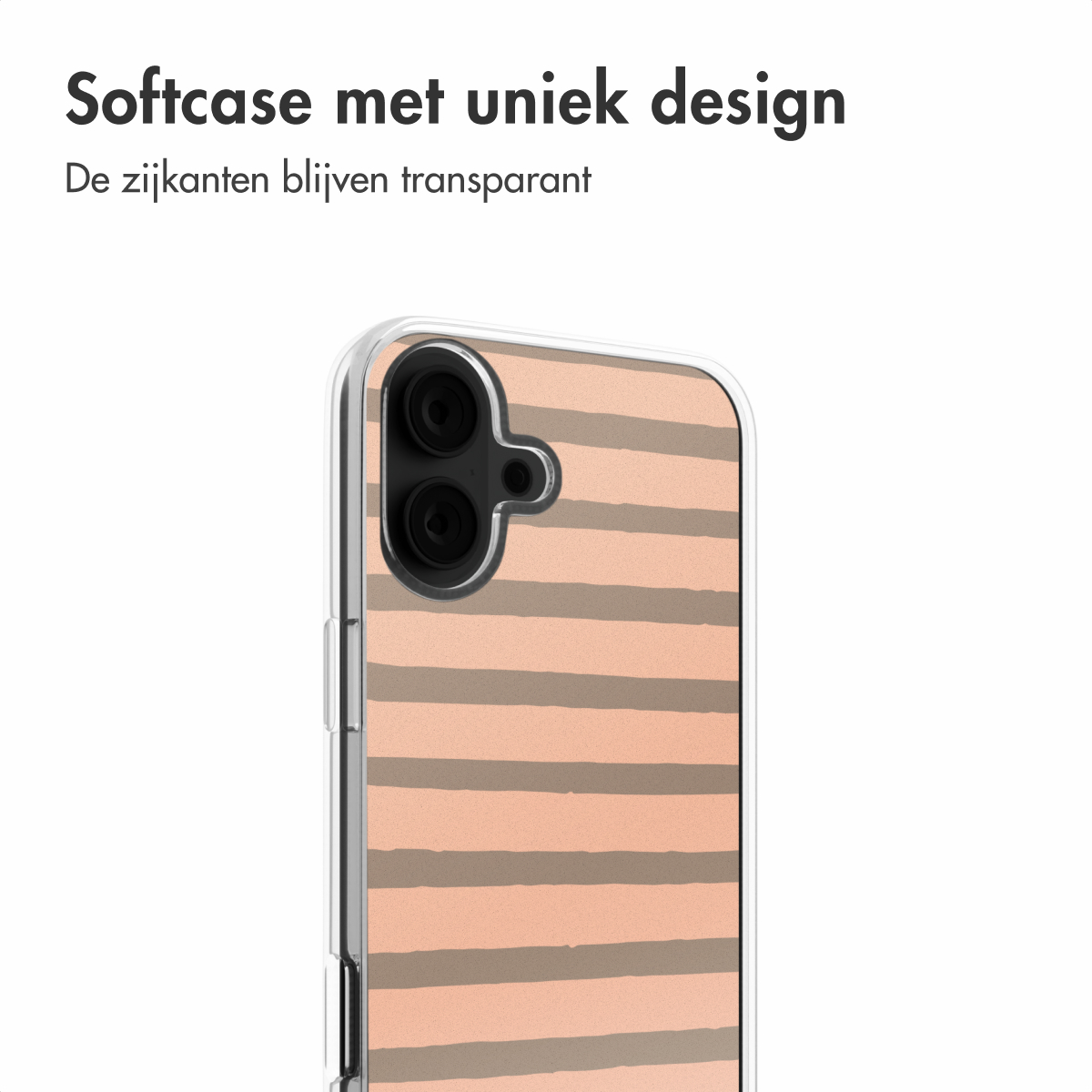 Een telefoonhoesje met een gestreept ontwerp op een wit oppervlak.