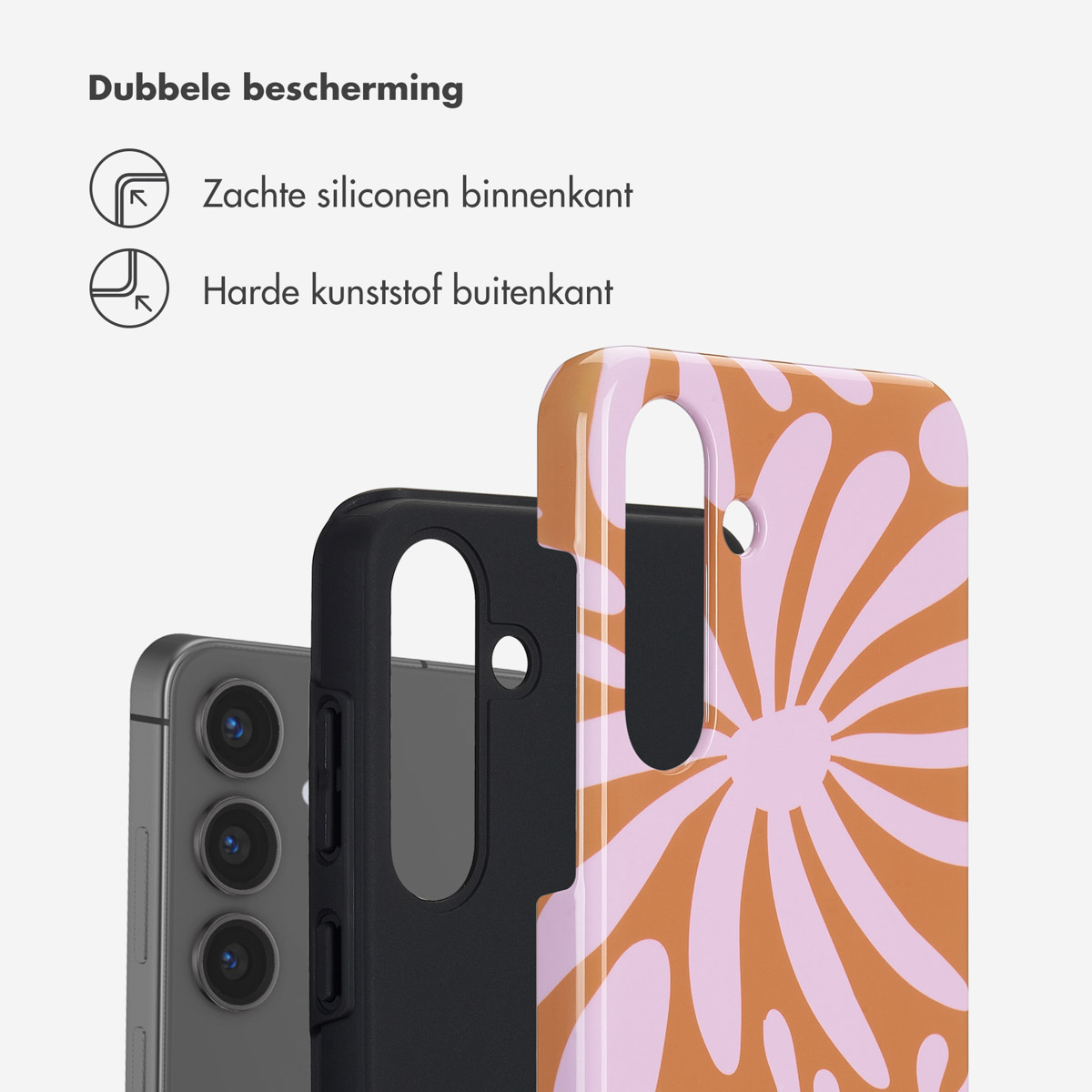Coque de téléphone à double protection: silicone souple à l'intérieur, plastique dur à l'extérieur. Téléphone dedans.