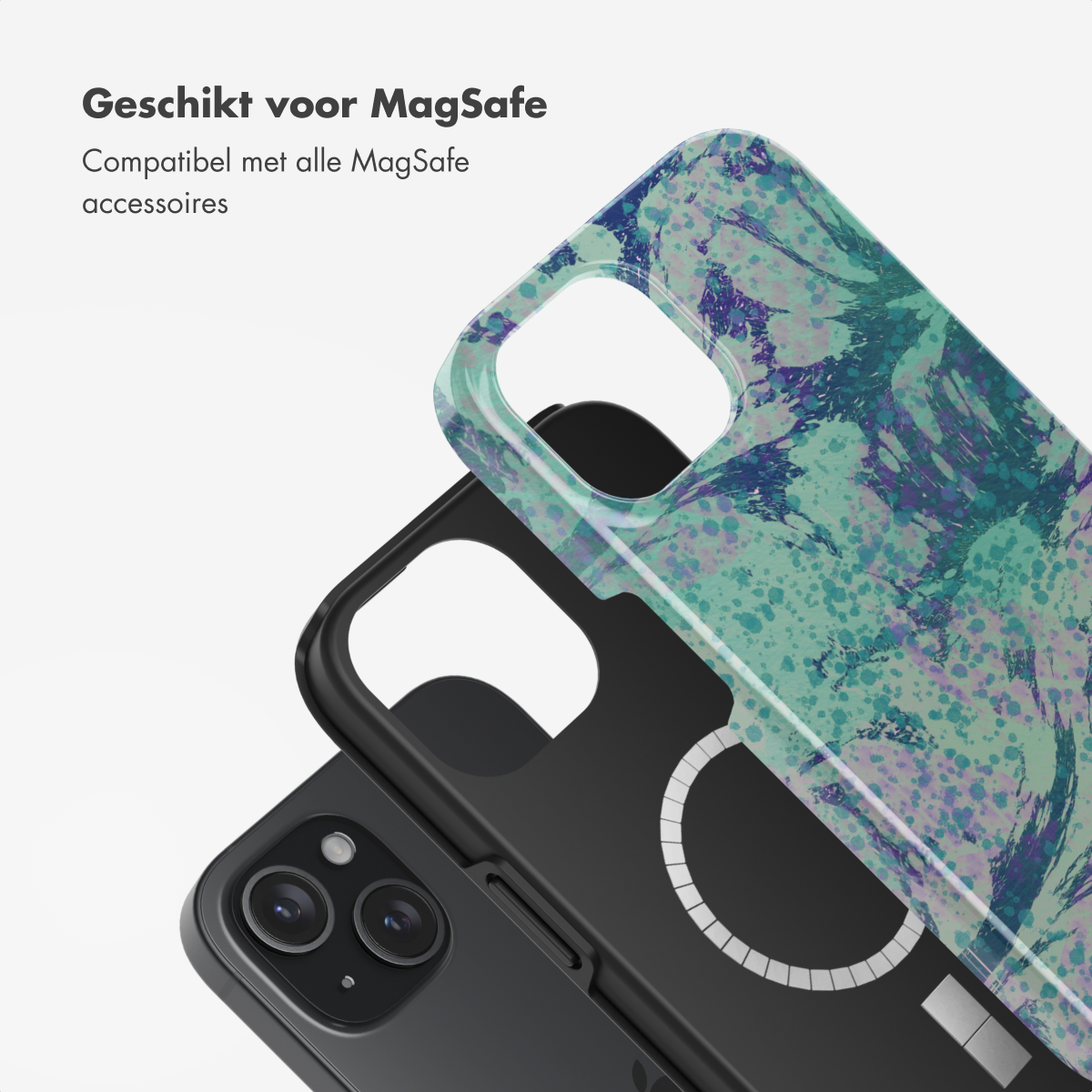 Telefoonhoesjes, één in de ander, met een design dat compatibel is met MagSafe-accessoires.