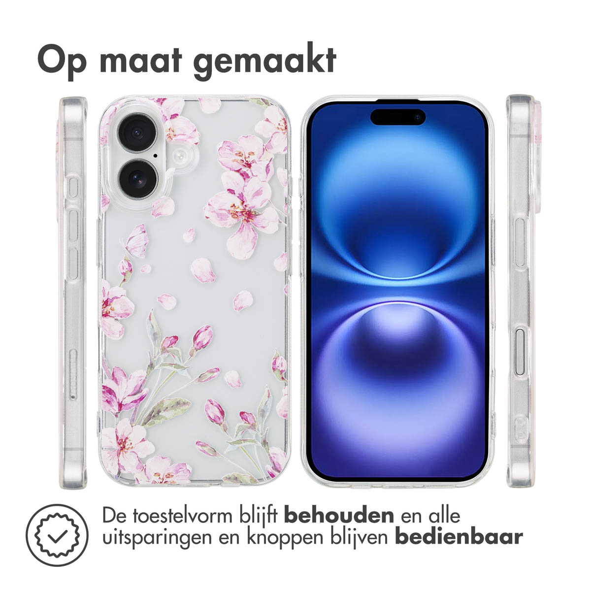 Telefoonhoesjes met bloemenontwerp. Telefoon wordt aan beide zijden weergegeven.