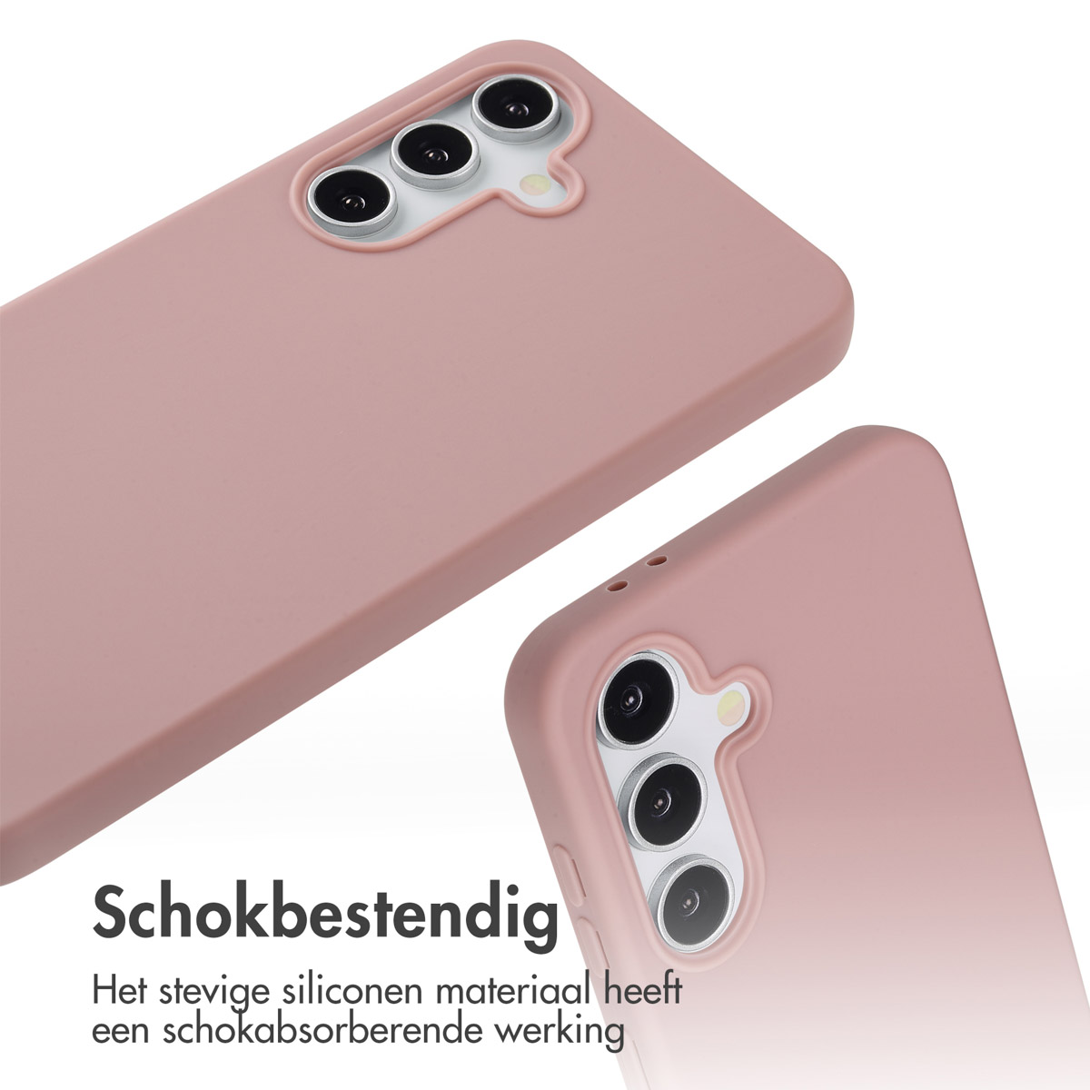 Roze telefoonhoesjes. Close-up van een telefoon die de camera laat zien.