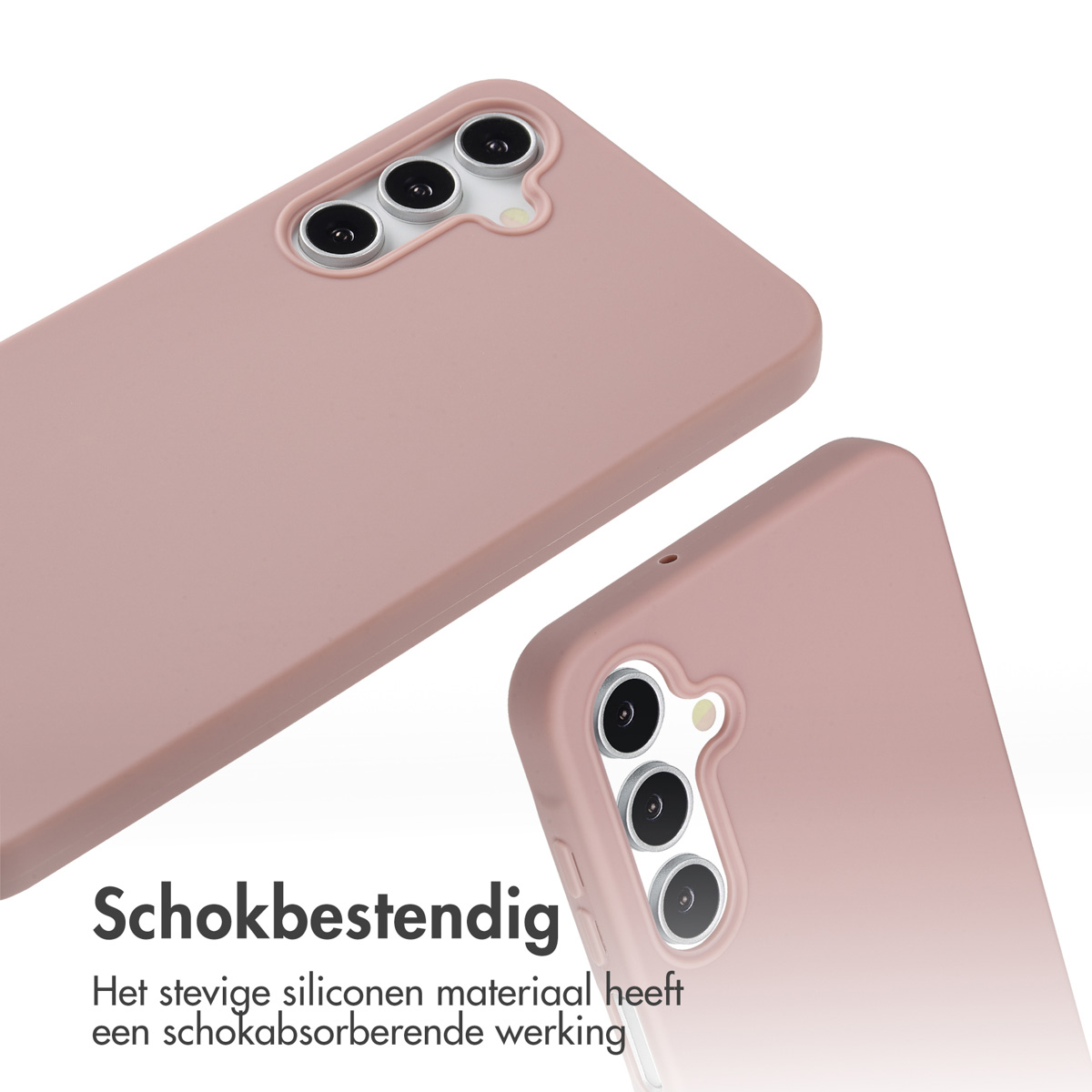 Due custodie per telefono rosa, una capovolta. Le custodie hanno una superficie liscia.