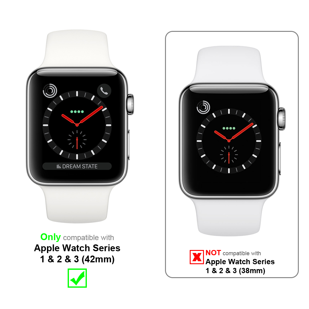 Due smartwatch affiancati. Uno compatibile, l'altro no, mostrando Apple Watch.