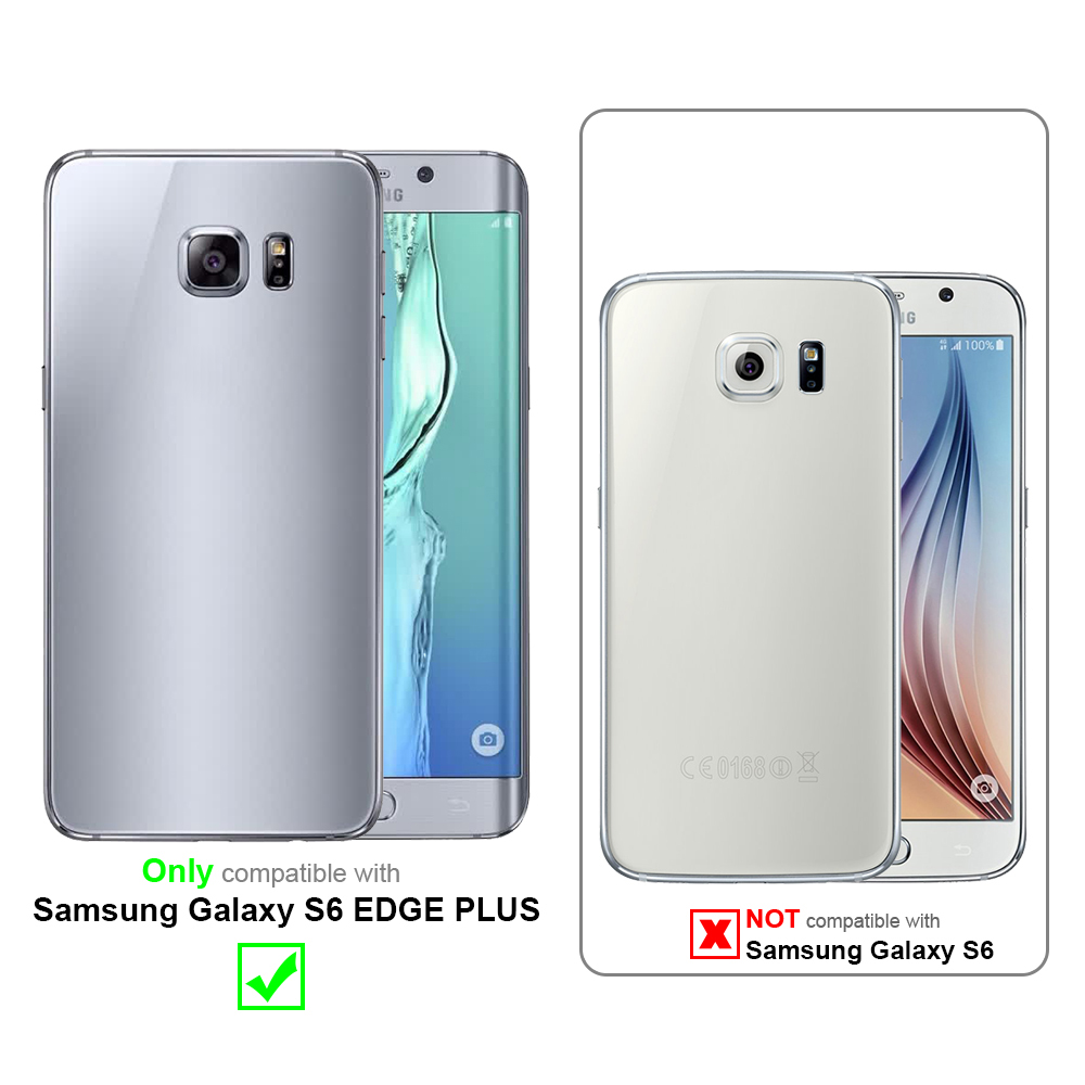 Due telefoni con custodie. Uno si adatta al Samsung Galaxy S6 Edge Plus, l'altro no.