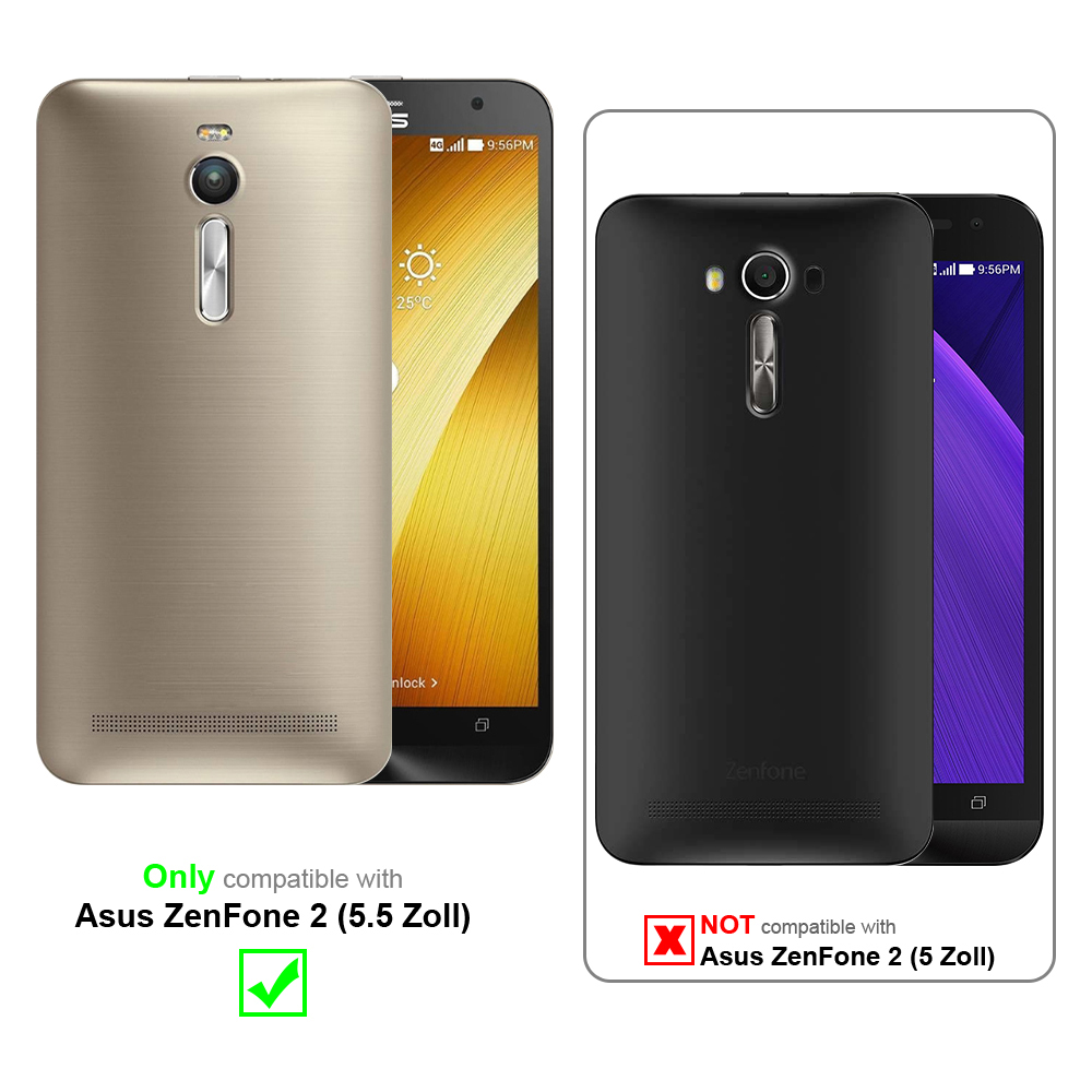Due telefoni. Uno oro, uno nero. Queste custodie sono compatibili con Asus ZenFone 2.