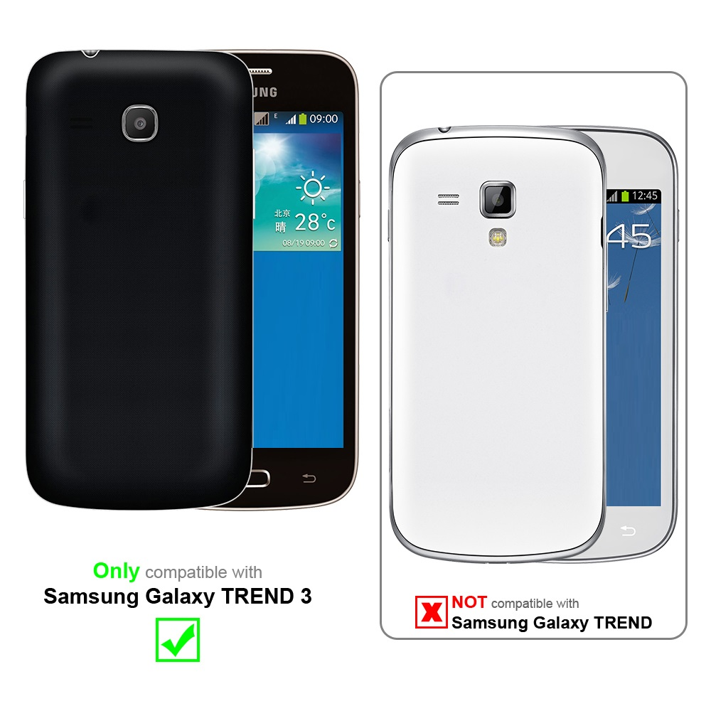 Due telefoni, uno nero e uno bianco, con schermi. Compatibile solo con Samsung Galaxy TREND 3, non TREND.