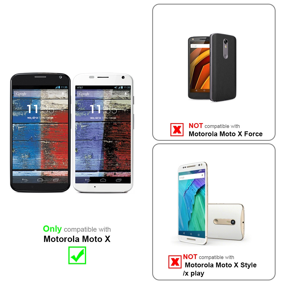Immagini che confrontano i telefoni compatibili. Motorola Moto X è compatibile, altri no.