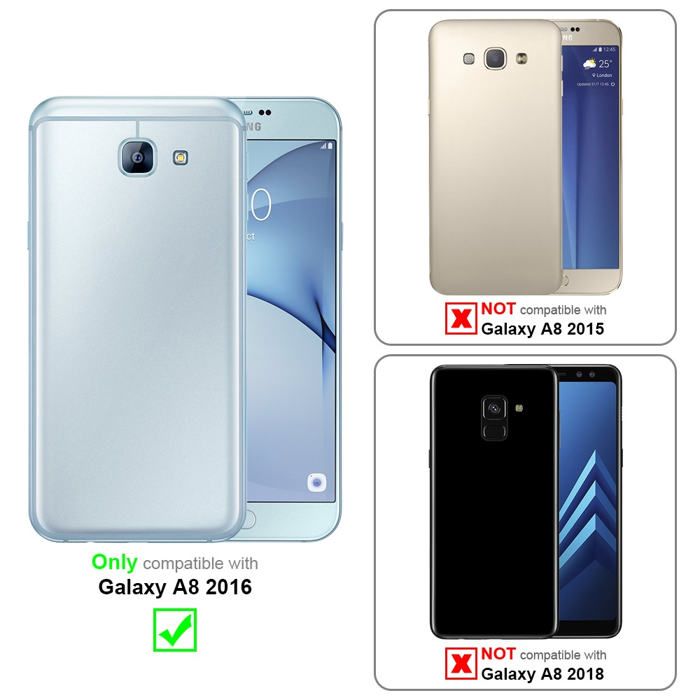 Vengono mostrati telefoni con custodie, uno compatibile, uno no.