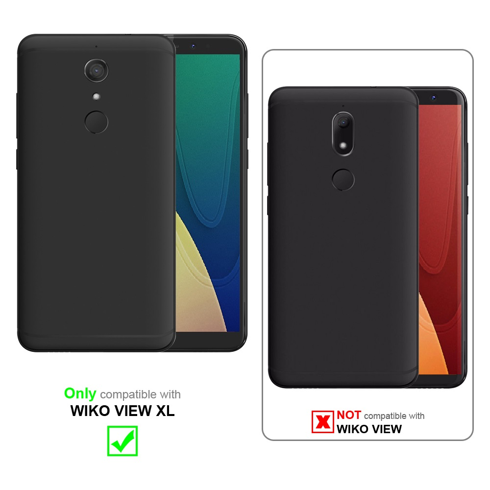 Due telefoni neri affiancati. Uno compatibile solo con WIKO VIEW XL, l'altro non WIKO VIEW.