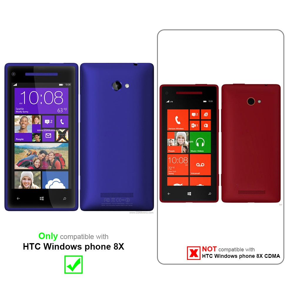 Blaue Handyhüllen mit Bildschirmen. Nur kompatibel mit HTC Windows Phone 8X. Nicht kompatibel mit 8X CDMA.