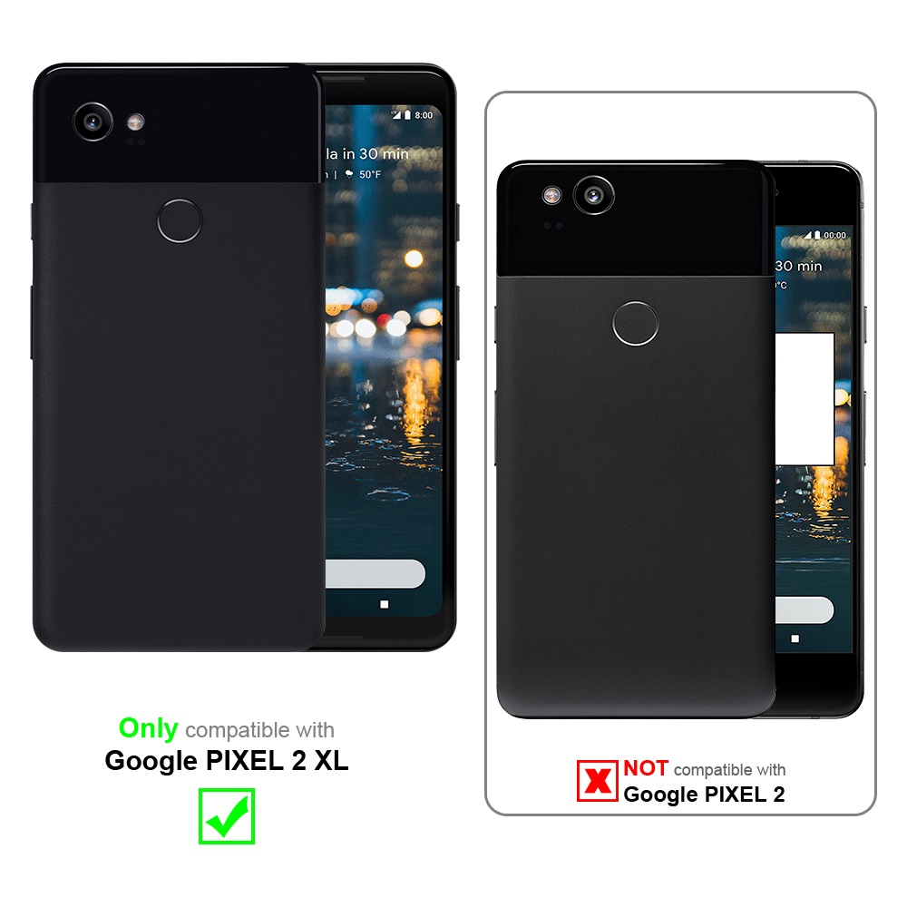 Custodie nere con schermi. Compatibili solo con Google PIXEL 2 XL. Non con PIXEL 2.