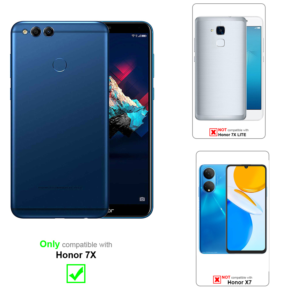 Telefono blu e altri telefoni. Compatibile solo con Honor 7X. Tabella di confronto.
