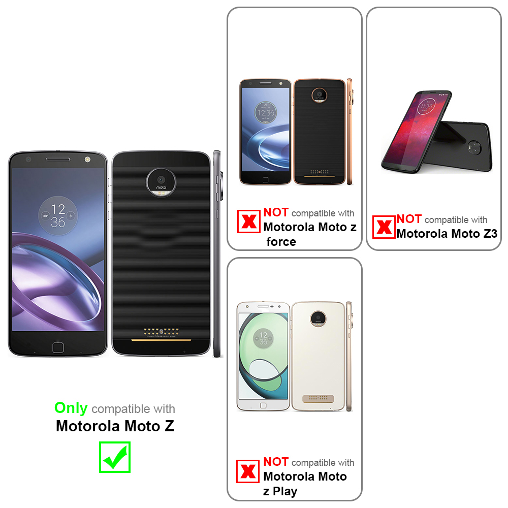 L'immagine mostra custodie per telefoni. Compatibile solo con Motorola Moto Z. Non compatibile con Moto Z Force, Z3 e Z Play.
