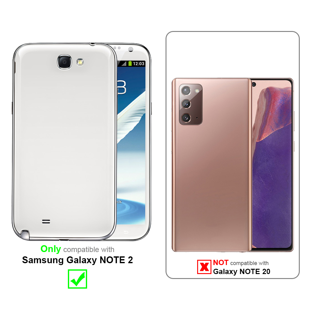 Due telefoni. Uno è bianco e compatibile solo con Note 2. L'altro è oro rosa e non Note 20.