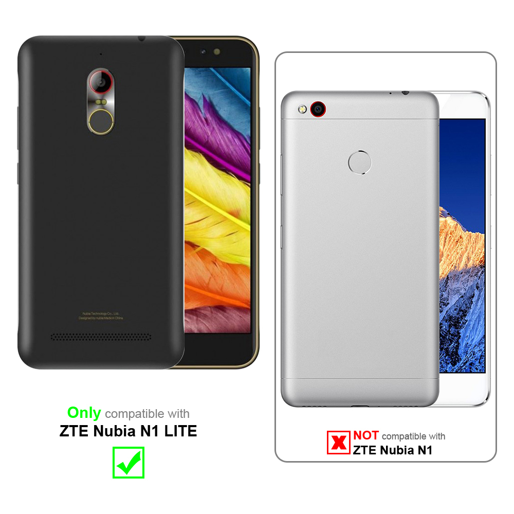 Handyhüllen zeigen Kompatibilität mit ZTE Nubia N1 Lite, nicht N1. Ein grünes Häkchen und ein rotes X.