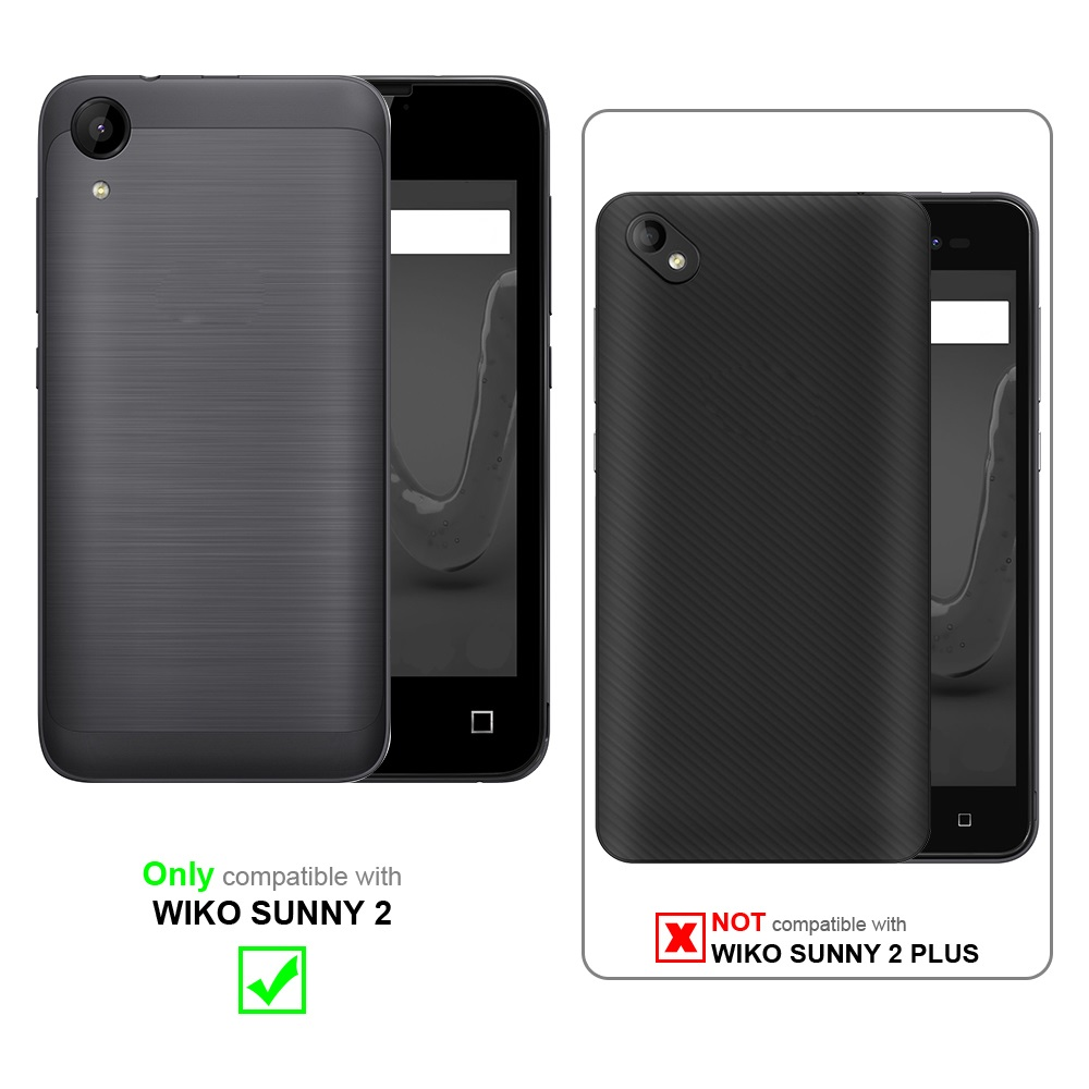 Zwei Handyhüllen, eine kompatibel und eine inkompatibel mit Wiko Sunny 2.