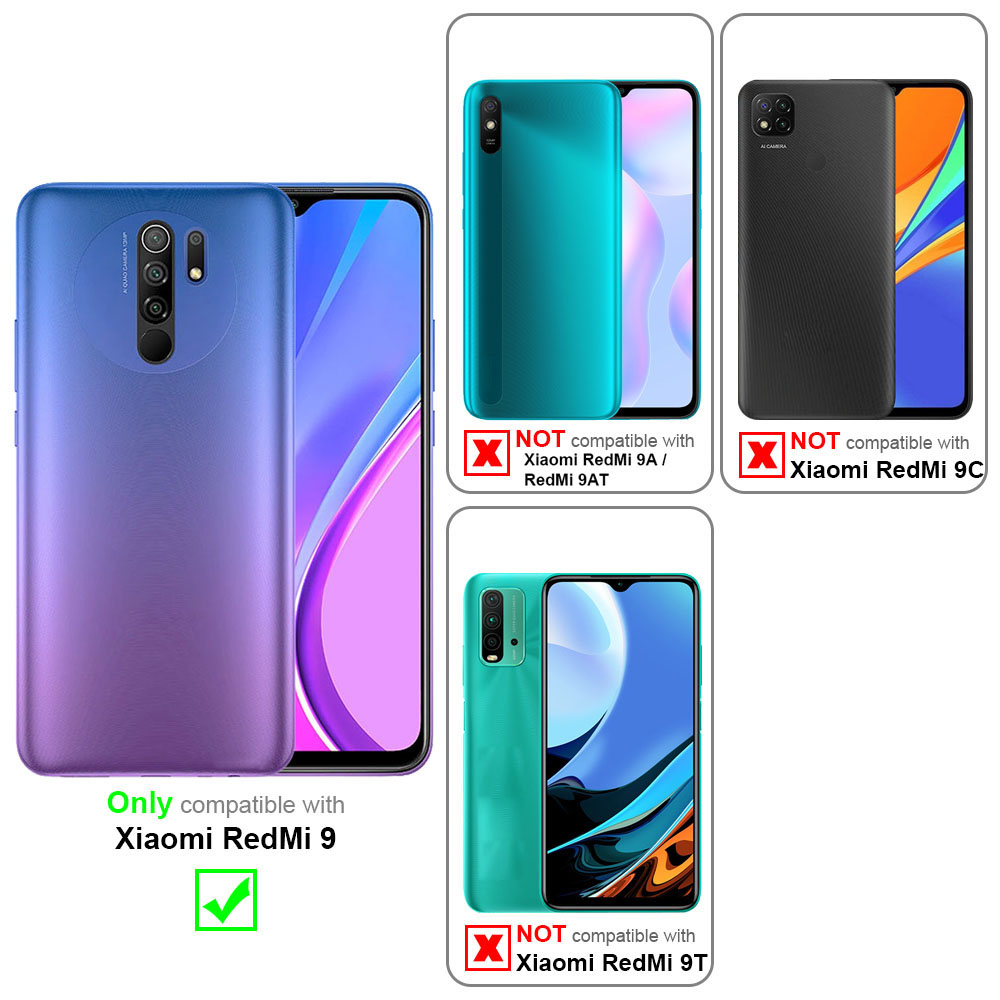 Blau-lila Telefon und andere Telefone. Nur kompatibel mit Xiaomi Redmi 9. Vergleichstabelle.
