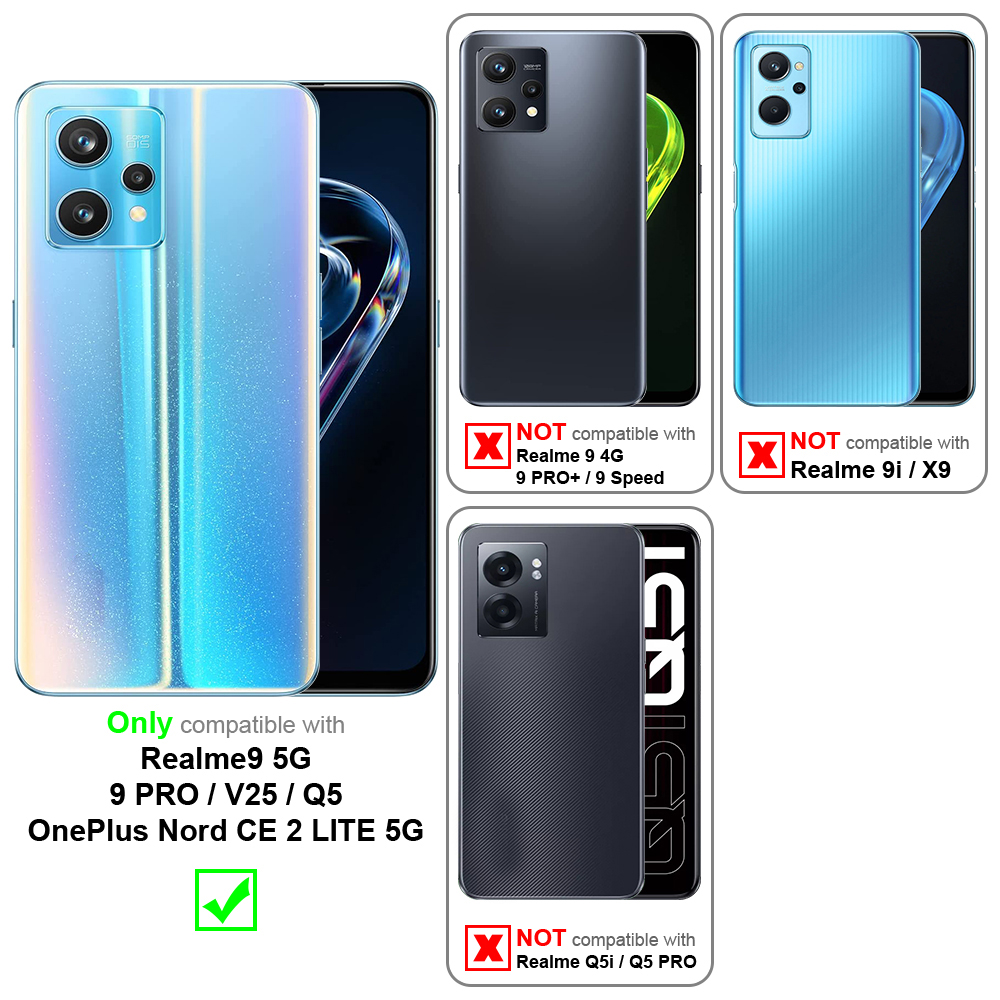 Tre smartphone affiancati. Solo uno è compatibile con Realme9 5G, 9 PRO, V25, Q5 e OnePlus Nord CE 2 LITE 5G.